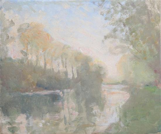 Albert de Belleroche (1864-1944) River landscape 16 x 18.75in., unframed